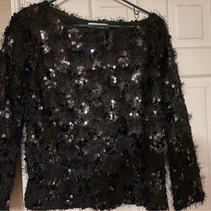 Elegant Black Sequin Blouse